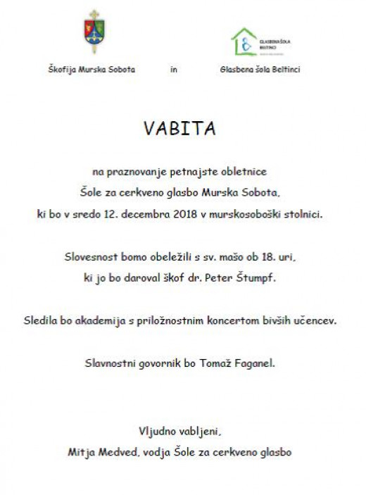 15. obletnica Šole za cerkveno glasbo