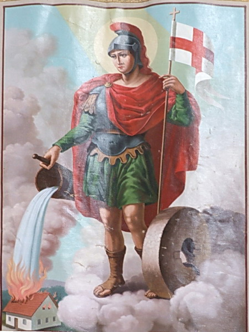 Podoba sv. Florijana na banderu v cerkvi v Turnišču